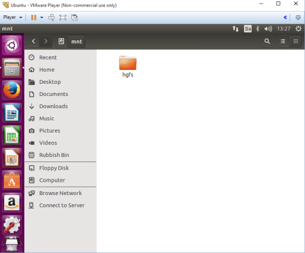 vmware workstation player 14 shared folder linux